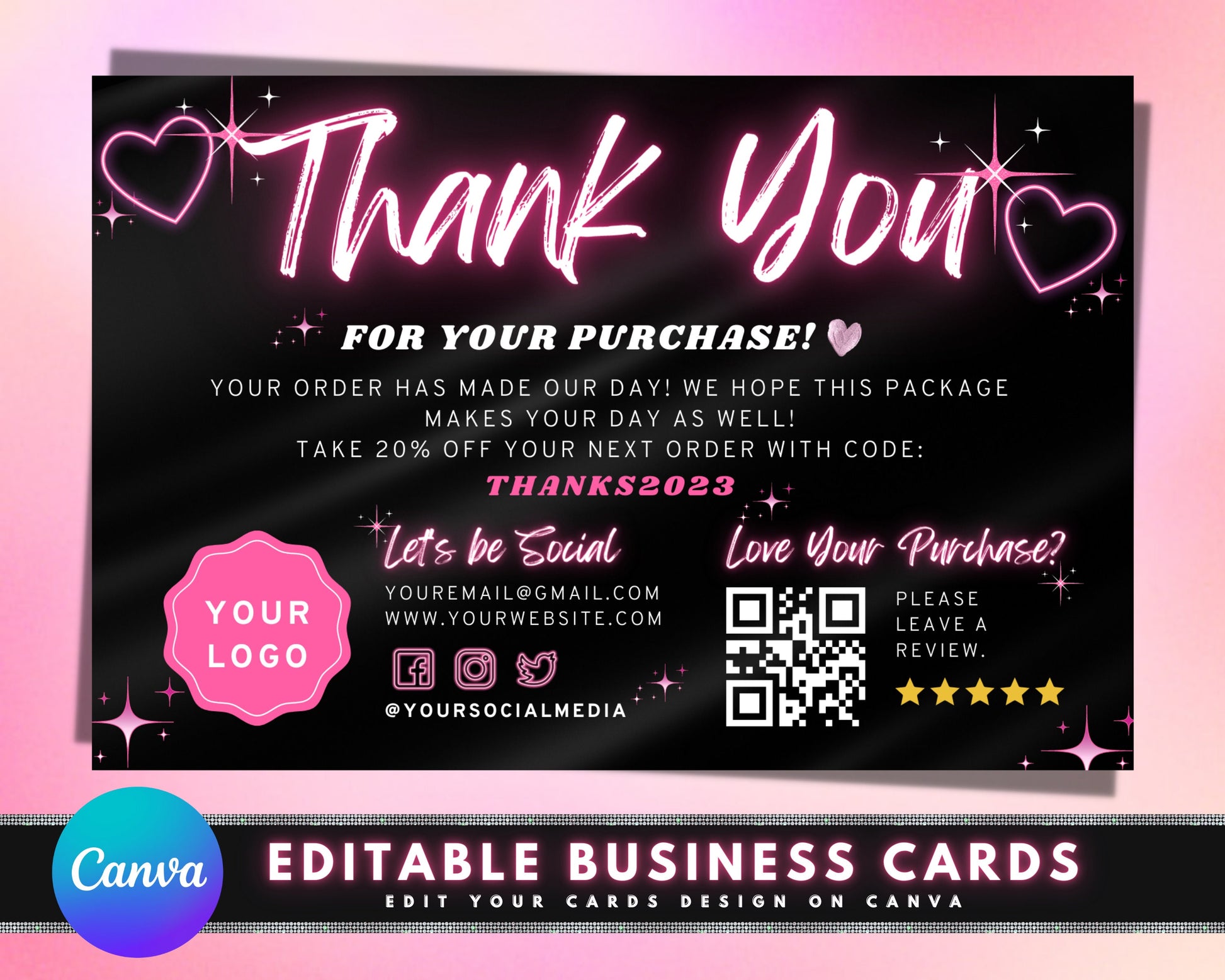 Thank You For Your Order Cards, Business Cards